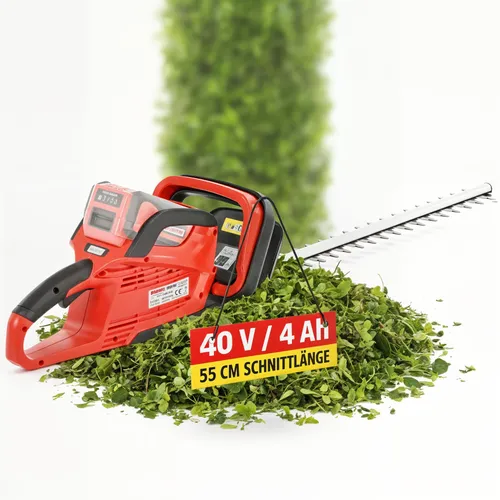 HECHT 6040 Akku Heckenschere | 76 cm Schnittlänge | 40V - Elektro-Heckenschere mit 40 V-Lithium-Ionen Akku für bis zu 70 Minuten Laufzeit. Leicht und ergonomisch, ideal für präzise Schnitte ohne Kabel.