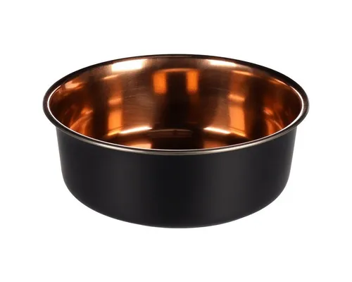 Flamingo Futternapf Futter- und Trinknapf Ezra rund schwarz/kupfer für Hunde