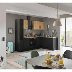 Küchenblock mit E-Geräten CORNWALL IV - braun - Küchenzeilen mit Ecke-Apotheker und Geschirrspüler, optimaler Stauraum und moderne Ausstattung für Ihre Traumküche.