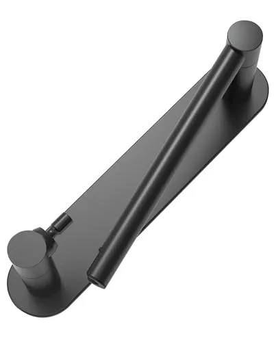 WZRUA Toilettenpapierhalter ohne Bohren, Toilettenpapierhalter Schwarz, Doppelsäulenrotation Design Selbstklebend Edelstahl Klopapierhalter für Toilette Badezimmer