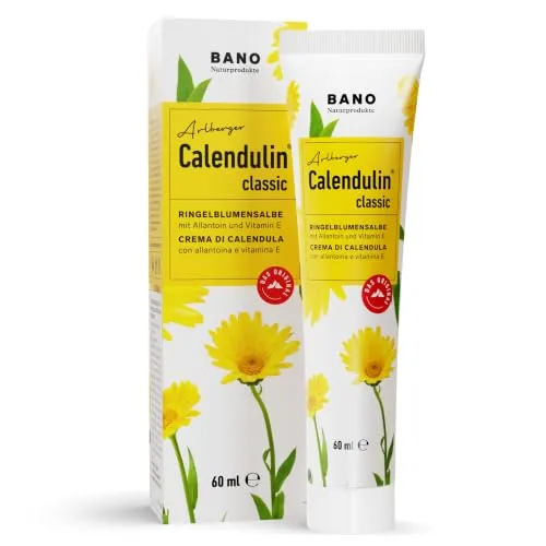 Bano Arlberger Calendulin Ringelblumensalbe I für trockene Haut I unterstützt die Wundheilung I geeignet als Narbencreme I mit Vitamin E I 60ml Tube