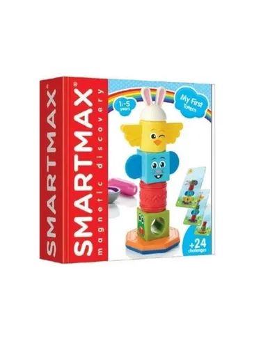 SMARTMAX My First Totem - Magnetisches Spielset - Magnetisches Spielset mit 24 Bau-Herausforderungen, ideal für Kinder von 1 1/5 bis 5 Jahren, fördert Kreativität und Motorik.