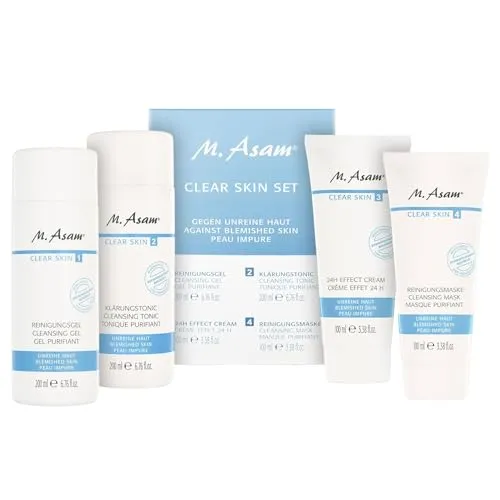 M.ASAM® Clear Skin Set: Reinigungsgel, Tonic & Effect Creme - 3tlg. Gesichtsreinigung-Set für strahlende Haut. Ideal für empfindliche Haut, reinigt porentief und beugt Feuchtigkeitsverlust vor. Enthält Reinigungsgel, Tonic und 24h-Effect Creme.