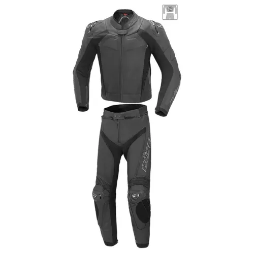 Büse Assen Lederkombi 2tlg. - Schwarz/Grau - Größe 56 - Motorradkombis mit robustem 1,2-1,4 mm Rindleder und optimaler Bewegungsfreiheit durch elastische Komforteinsätze. Ideal für sportliche Fahrer, die Sicherheit und Komfort schätzen.