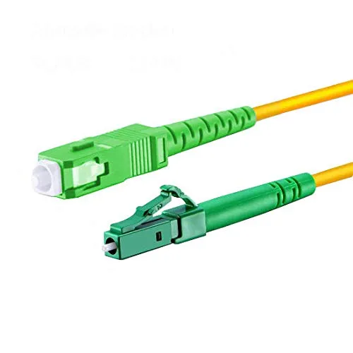 CONBIC® LWL Glasfaser-Kabel 5m OS2 - Hochgeschwindigkeits-Glasfaser-Patchkabel, ideal für Telekommunikation mit SC/APC auf LC/APC Steckern. Halogenfreier Mantel für sichere Innenverlegung.