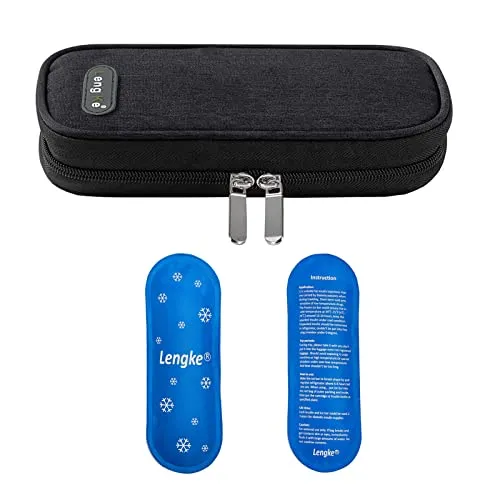 MaBanocota Insulin-Kühlbox, Diabetiker-Reisekoffer-Kühltasche mit 2 wiederverwendbare Kühlakkus für Medikamente, Insulin-Pen und Zubehör (Schwarz)