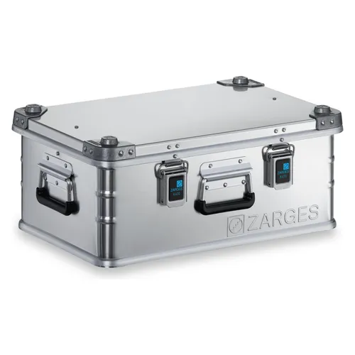 ZARGES Alu-Kiste K470 550x350x220mm - Aluminiumbox mit ergonomischen Comfort-Handgriffen, hohe Stabilität und sichere Stapelbarkeit für optimale Nutzung im Transport und Lagerung.