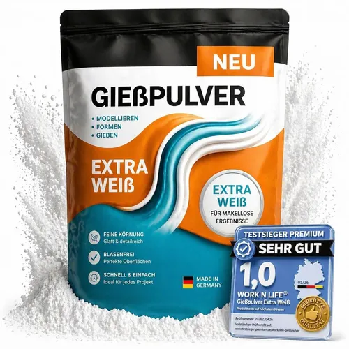 Gießpulver extra weiß Beutel 700g, Gips zum Gießen, Gießmasse für Silikonformen