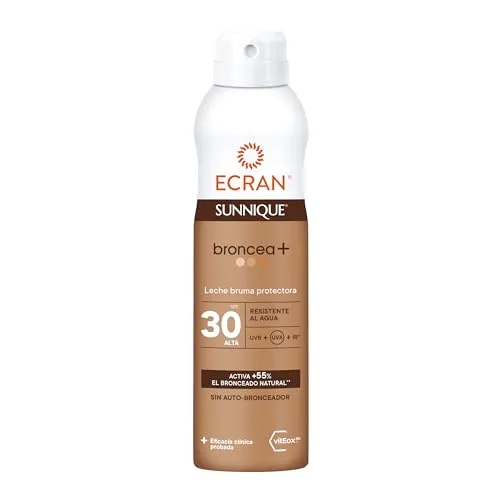 Ecran Sunnique Broncea Bruma Protect SPF30 250ml - Sonnenschutzmittel mit Lichtschutzfaktor 30, bietet zuverlässigen Schutz und sorgt für eine gleichmäßige Bräunung der Haut.