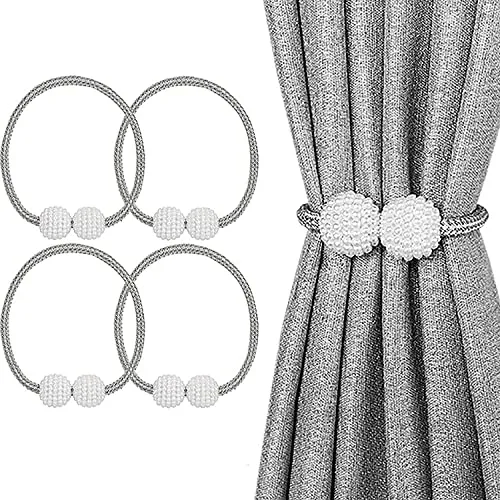 STÜCK Gardinenschlaufenhalter, Vorhang Raffhalter Magnetisch, Vorhang Seil Schnallen, Vorhang Seil und Magnet Raffhalter, für Haus Dekoration Büro, Hotel Fenster Dekoration (grau) 4