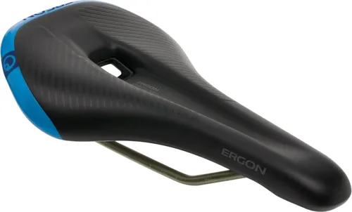 Ergon Herren Fahrradsattel SM Pro Men, Schwarz Blau, M/L - Fahrradsattel für Mountainbiker, speziell für Männer anatomisch optimiert mit OrthoCell-Inlays für Druckverteilung und hohe Rückstellkraft – ideal für Trailriding und MTB-Touren.