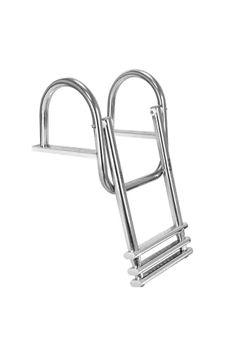 24ocean Edelstahl Badeleiter 3-Stufen Teleskopleiter - Leiter für Boote, ideal für Badeplattformen mit praktischem Handgriff und ausziehbarem Design für einfachen Zugang zum Wasser.