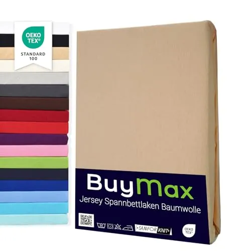 Buymax® Spannbettlaken 160x200cm Doppelpack - 2er-Set Spannbetttücher aus 100% Baumwolle, atmungsaktiv und pflegeleicht, geeignet für Matratzen bis 25 cm Höhe. Ideal für hohen Schlafkomfort und nachhaltige Qualität.