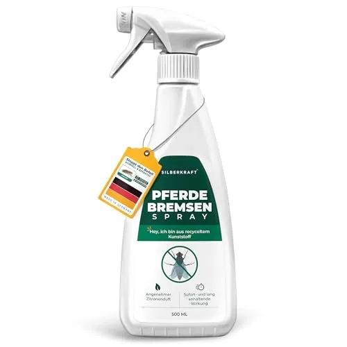 Silberkraft Bremsenspray Pferde 500 ml, effektiver Schutz gegen Bremsen, Fliegen, Stechmücken & Zecken, Bremsen-Ex für Pferd & Reiter, hochwirksames Fliegenspray & Insektenabwehr für Stall & Weide
