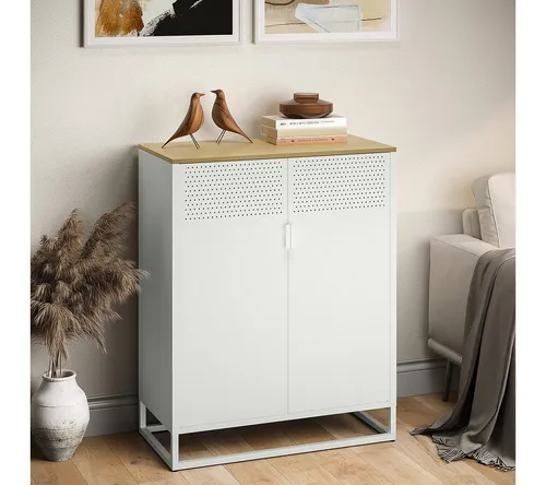 skølm Kommode Izar aus Metall (Weiß) - Moderne Kommode aus pulverbeschichtetem Stahl mit höhenverstellbaren Einlegeböden – ideal für Flur, Büro oder Wohnbereich.