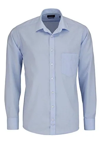 Hatico Regular Fit Hemd Langarm mit Brusttasche blau Größe 42