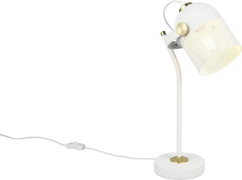 Tischleuchte Leselampe Retro Weiß E27 H 45 cm - Tischleuchte in modernem, klaren Design aus Metall, ideal für vielseitige Einsatzbereiche. Mit E27-Fassung für flexible Beleuchtung und praktischen Schnurschalter. Perfekt für Wohn- und Arbeitsräume.