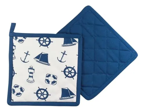 Topflappen - Maritim 1 Stück Küche aus Baumwolle 20 cm WEIß/BLAU Sea-Club