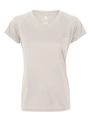 STARK SOUL Damen Sport Shirt Fitness T-Shirt vital, Kurzarm Funktionsshirt, Atmungsaktiv Schnelltrocknendes Trainingsshirt (DE/NL/SE/PL, Alphanumerisch, S, Regular, Regular, Beigè)