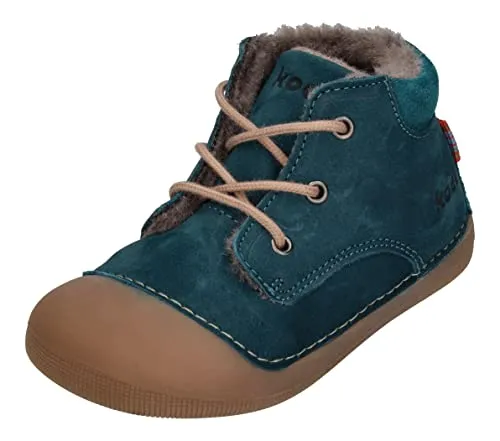 KOEL Barefoot Lauflernschuhe AVA - Bio Nubuk Lambswool in Türkis, Größe 19 EU - Bequeme Barefoot Lauflernschuhe für kleine Entdecker. Hergestellt aus hochwertigem Bio-Nubuk und Lambswool, ideal für die ersten Schritte.