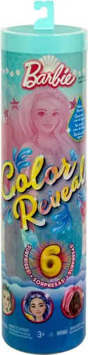 Barbie Color Reveal-Puppe Meerjungfrauen-Serie HRK12 - Puppen mit 6 Überraschungen und Farbwechsel-Funktion, ideal für kreatives Rollenspiel und Sammeln ab 3 Jahren.
