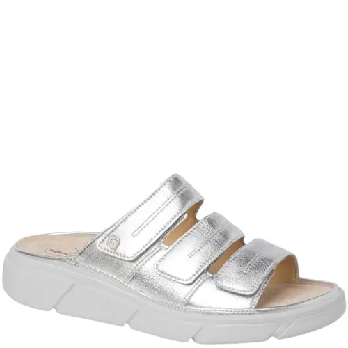 Ganter Damen Pantoletten HALINA in Silber, Größe 37 - Elegante Pantoletten mit Metallic-Effekt, ideal für schrittreiche Tage. Rutschfeste, flexible Sohle und individuelles Fußbett sorgen für höchsten Komfort.