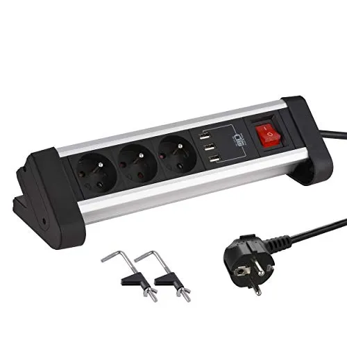 Electraline 35439 Steckdosenleiste für den Schreibtisch mit USB