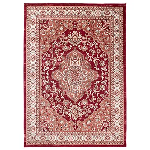 Mazovia Traditioneller Orientalischer Teppich - Weicher Teppich für Wohnzimmer Schlafzimmer Esszimmer - ÖKO-TEX Zertifiziert - AYLA - 200 x 300 cm - Rot