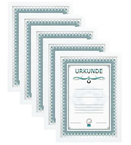 IDEAL TREND 2er 3er 5er 10er Pack Dokument Bilderrahmen 21x29,7 DIN A4 Urkunde Foto Rahmen: Farbe: 5er Pack Wei�