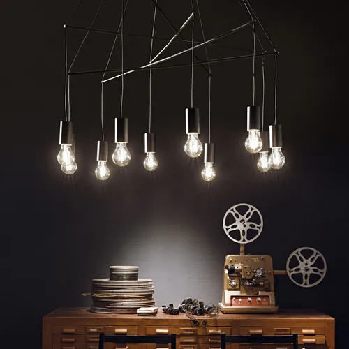 Ideal Lux Pop SP Pendelleuchte - LED Hängeleuchte mit 10 flammiger E27 Fassung, dimmbar über Wanddimmer und perfekt für stilvolle Innenräume.