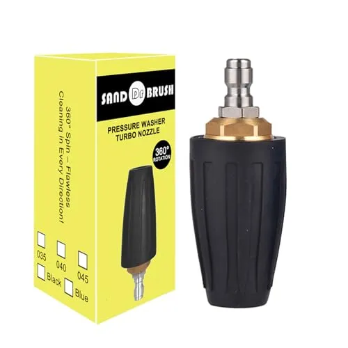 Drehbare Turbo Düse Universal für Wasser Hochdruckreiniger, 3600 PSI 250 bar,1/4 Quick Connect Rotating Turbo Hochdruckreiniger Pistole Düse Zubehör（SAND DR BRUSH） (Black = schwarz)