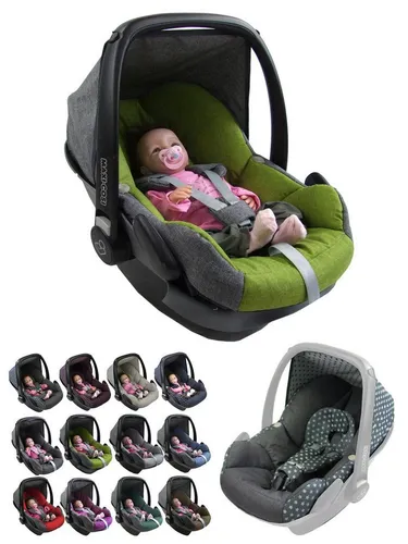 BambiniWelt by Rafael K. Babyschale Ersatzbezug kompatibel mit Maxi Cosi Pebble Babyschale 5-tlg, ab: 0+, bis: 14 Monate