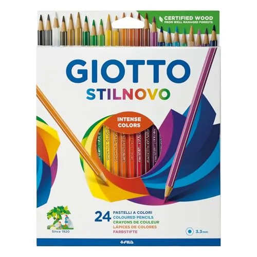 GIOTTO F256600 Farbstifte 24ST Stilnovo - sortiert im praktischen Hängeetui, ideal für kreative Bastelprojekte und Zeichnungen