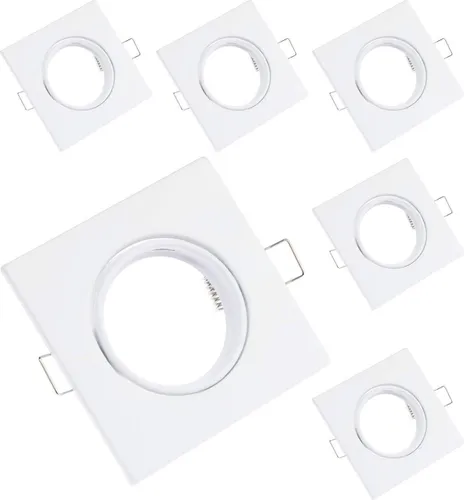 LUMILED 6x Einbaustrahler schwenkbar flach Spots für LED oder Halogen Einbauleuchten Einbaurahmen eckig stahl Einbauspots Downlight Weiß