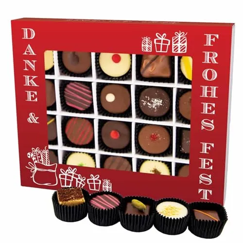Hallingers Genuss Manufaktur Pralinen Geschenk Weihnachten – mit & ohne Alkohol, handgemacht aus Premium Edelkakao, edle Geschenkbox 