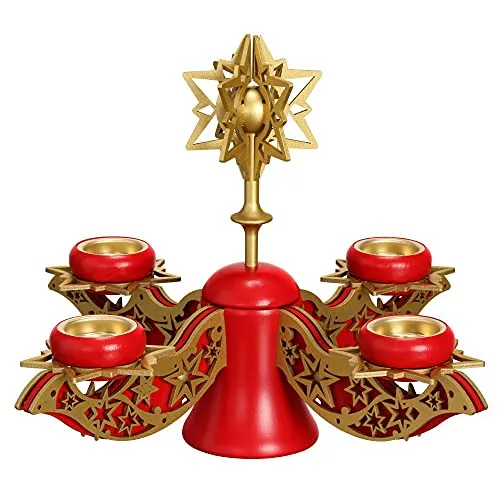 Rudolphs Schatzkiste Adventsleuchter Stern rot-Gold in beige von Rudolphs Schatzkiste