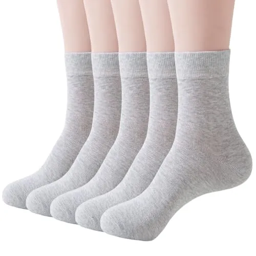 Wamicu 5 Paar Socken Damen Dünne Baumwolle Hellgrau Damensocken