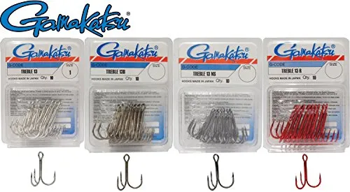 Gamakatsu Drillinge Treble 13, Größe:6, Farbe:Nickel