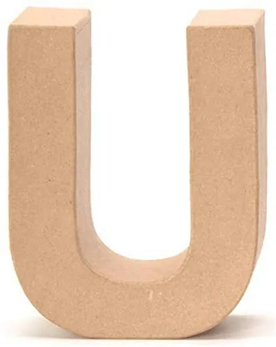 Papp-Buchstabe U 17,5x5,5cm Pappartikel Pappart Bemalen Basteln Dekorieren Braun Pappmaché