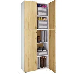 VCM Holz-Schuhschrank Lona - Bürostühle - Fünf Fächer bieten viel Stauraum für Ordnung, Maße: B. 70 x H. 184 x T. 40 cm, hochwertige Metallbeschläge für Langlebigkeit.