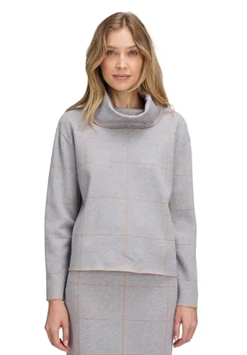 Betty Barclay Damen Strickpullover mit Lurexfaden 36, Patch Grey/Beige - Pullover für Damen, mit auffälligem großen Kragen und lässiger Passform für einen entspannten Look, ideal für stilvolle Alltagsoutfits.