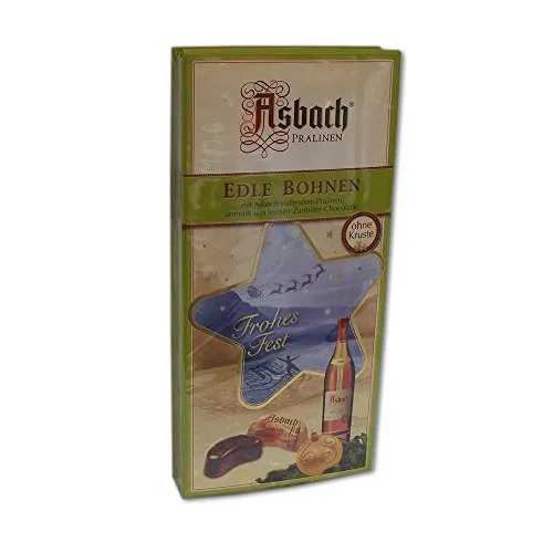 RCP Asbach Edle Bohnen, Weihnachts-Edition, Zartbitter-Schokolade, Alkoholhaltig, Ideales Weihnachtspräsent, 200 g