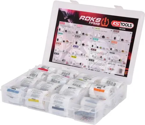 KS Tools RDKS / TPMS Service-Sortiment, 142-teilig - Reifendruck-Sensor-Werkzeuge für professionelle Wartung, umfassendes Sortiment für effiziente Reifendruck-Kontrolle.