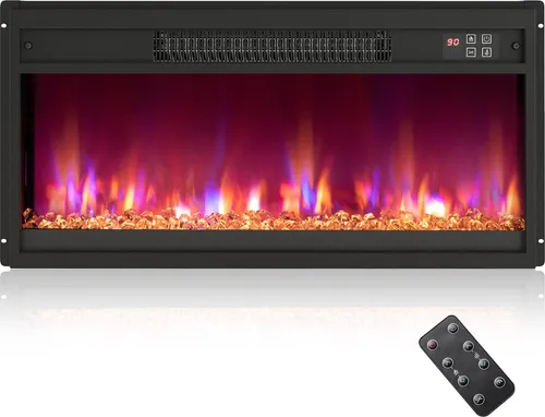 COSTWAY Elektrokamin 1500W mit Fernbedienung und 3D-Flammeneffekt