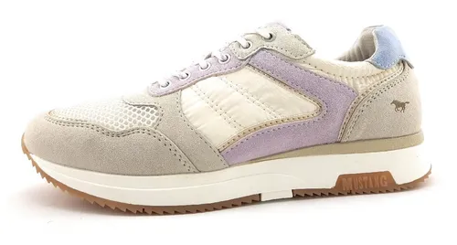 MUSTANG Damenschuhe Schnürschuhe Sportive Sneaker Weiß - Damen-Sneaker aus Synthetik mit Textil-Innenmaterial, ideal für Freizeit und sportliche Aktivitäten, bequem und stylish.