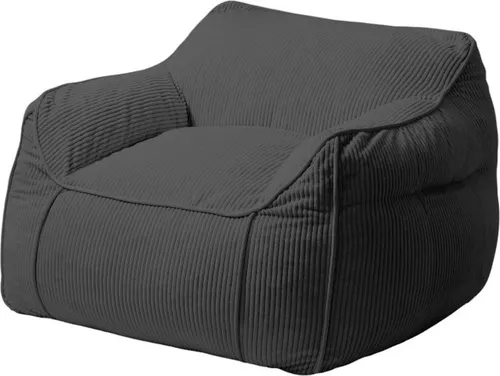Pouf Sessel aus geripptem Samt BANANAIR 100x110 cm, dunkelgrau