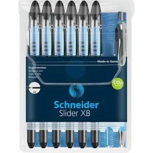 Schneider Kugelschreiber Slider Basic XB schwarz, 50-151276, inklusive Kugelschreiber Rave, 7 Stück