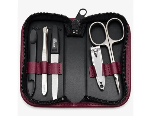 EloModa Maniküre-Kosmetik-Etui 5-tlg Maniküre-Set aus Echtleder – Made in Germany, Solingen Instrume, 5 tlg., Made in Germany