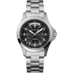 Hamilton Khaki Field King Auto H64455133 - Elegante Herrenuhr in Schwarz und Silber - Herrenuhren mit 40mm Durchmesser, robustem Design und hochwertigem Edelstahlarmband für stilbewusste Männer.