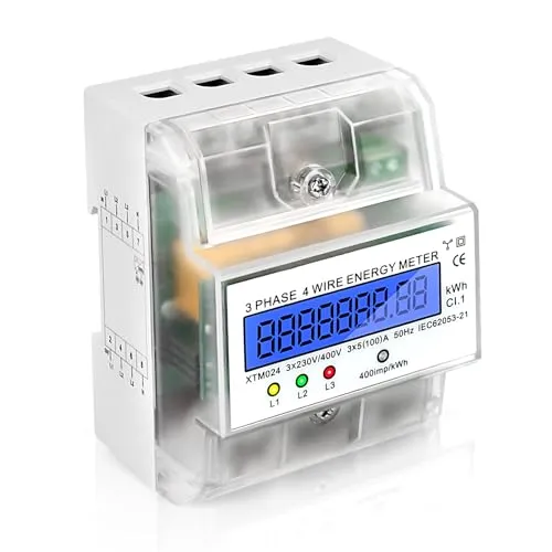 LCD Digitaler Stromzähler 3 Phasen Stromzähler Hutschiene Geeicht 4-Draht Drehstromzähler Hutschiene Drehstromzähler 3 Phasen Geeicht Zwischenzähler Strom Zwischenzähler 3X230/400V, 3X5(100) A